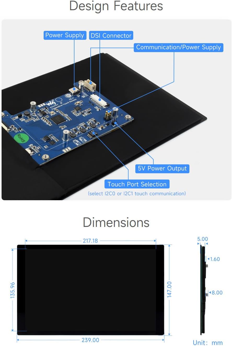 Waveshare 10,1-дюймовый емкост – обзор и цена Raspberry Pi 10.1 Inch Capacitive Touch Screen Ips